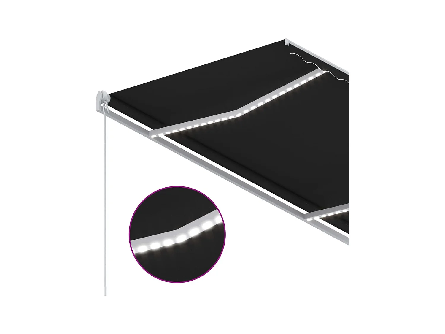Auvent manuel rétractable avec LED 300x250 cm Anthracite FR85095