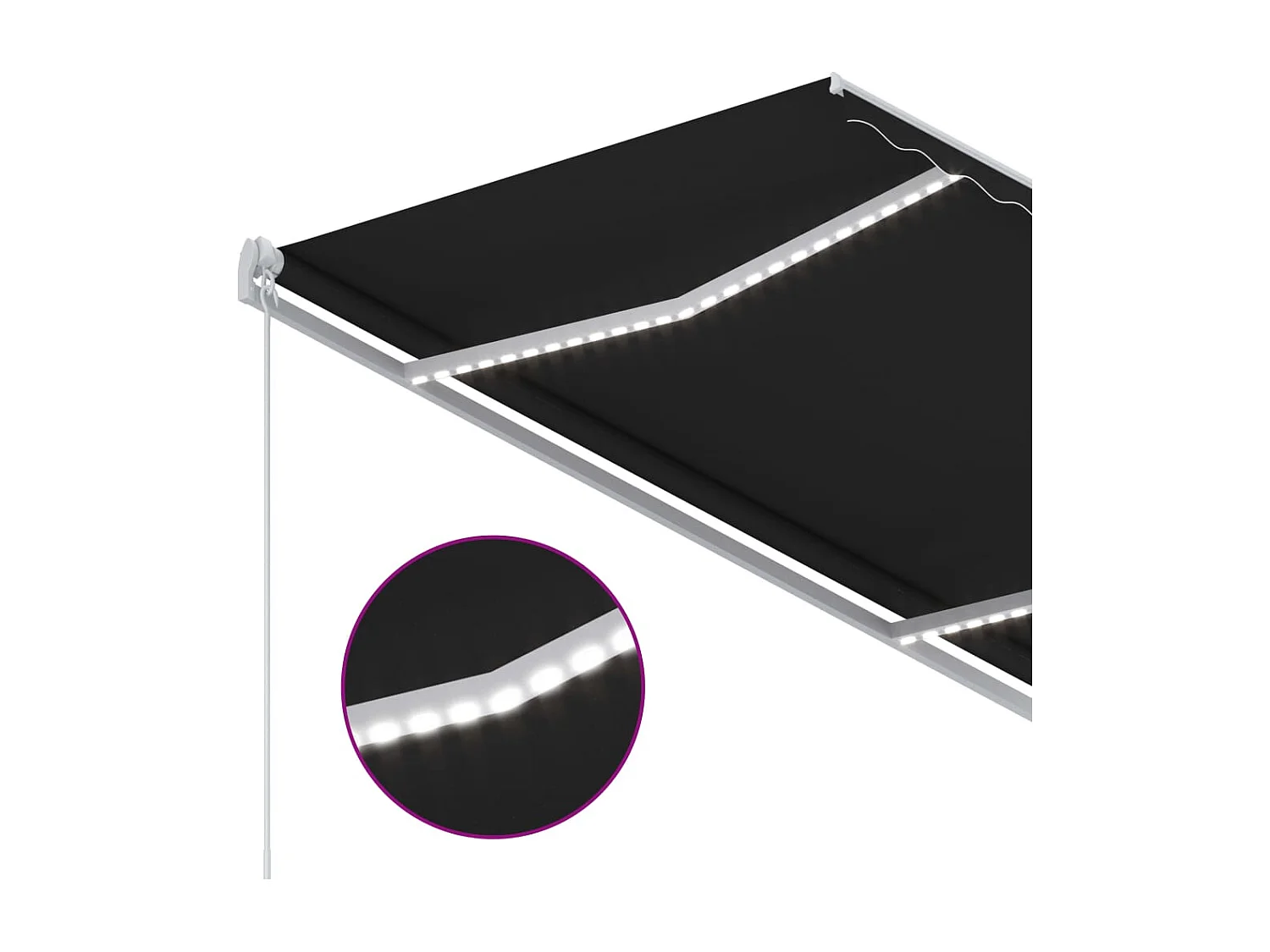 Luifel handmatig uittrekbaar met LED 300x250 cm antracietkleur BE148715