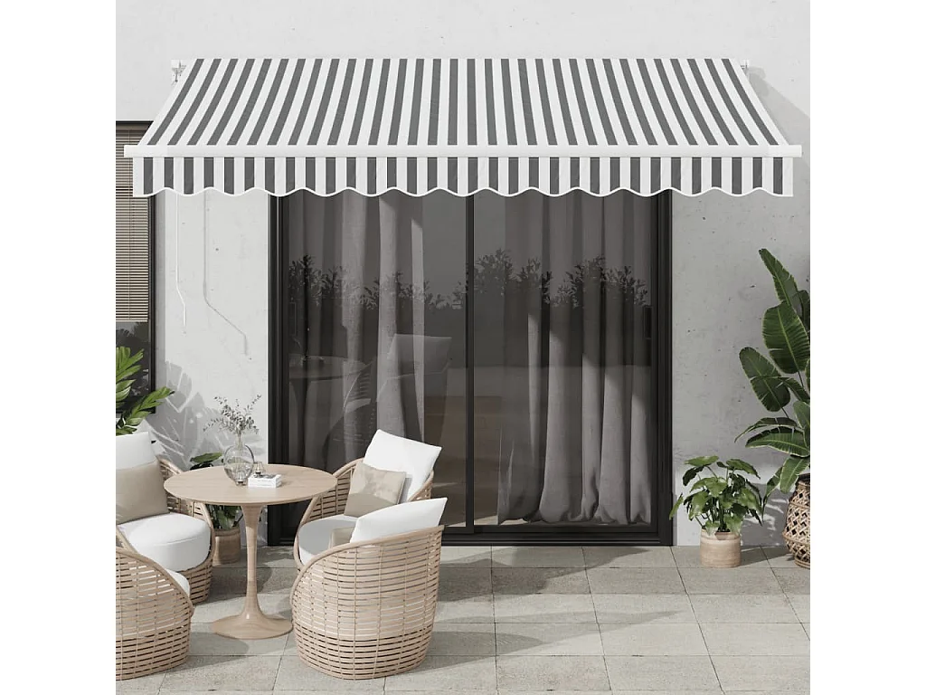 Auvent manuel rétractable anthracite et blanc 350x250 cm FR83895