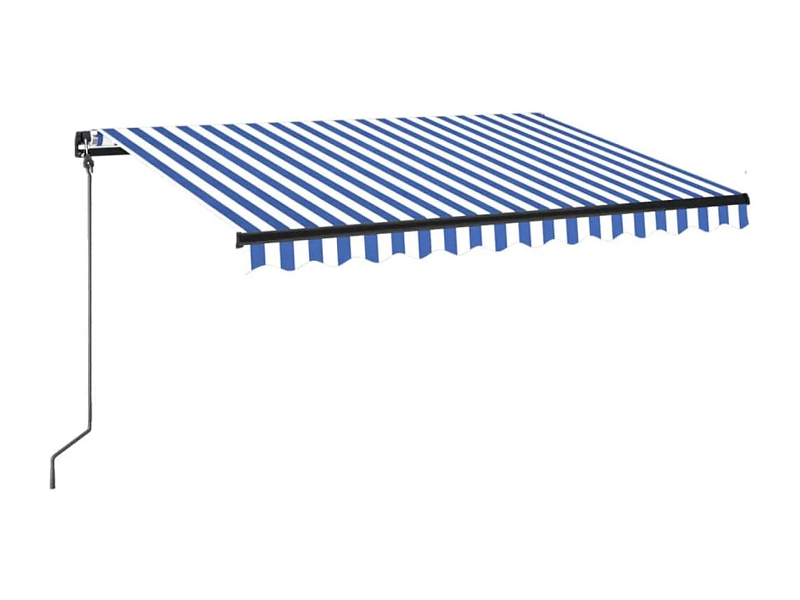 Auvent manuel rétractable avec LED 350x250 cm Bleu et blanc FR28063