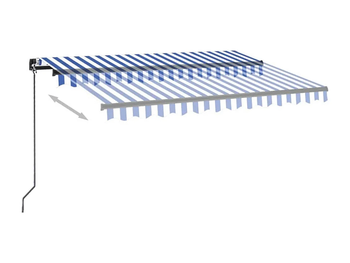 Auvent manuel rétractable avec LED 350x250 cm Bleu et blanc FR28063