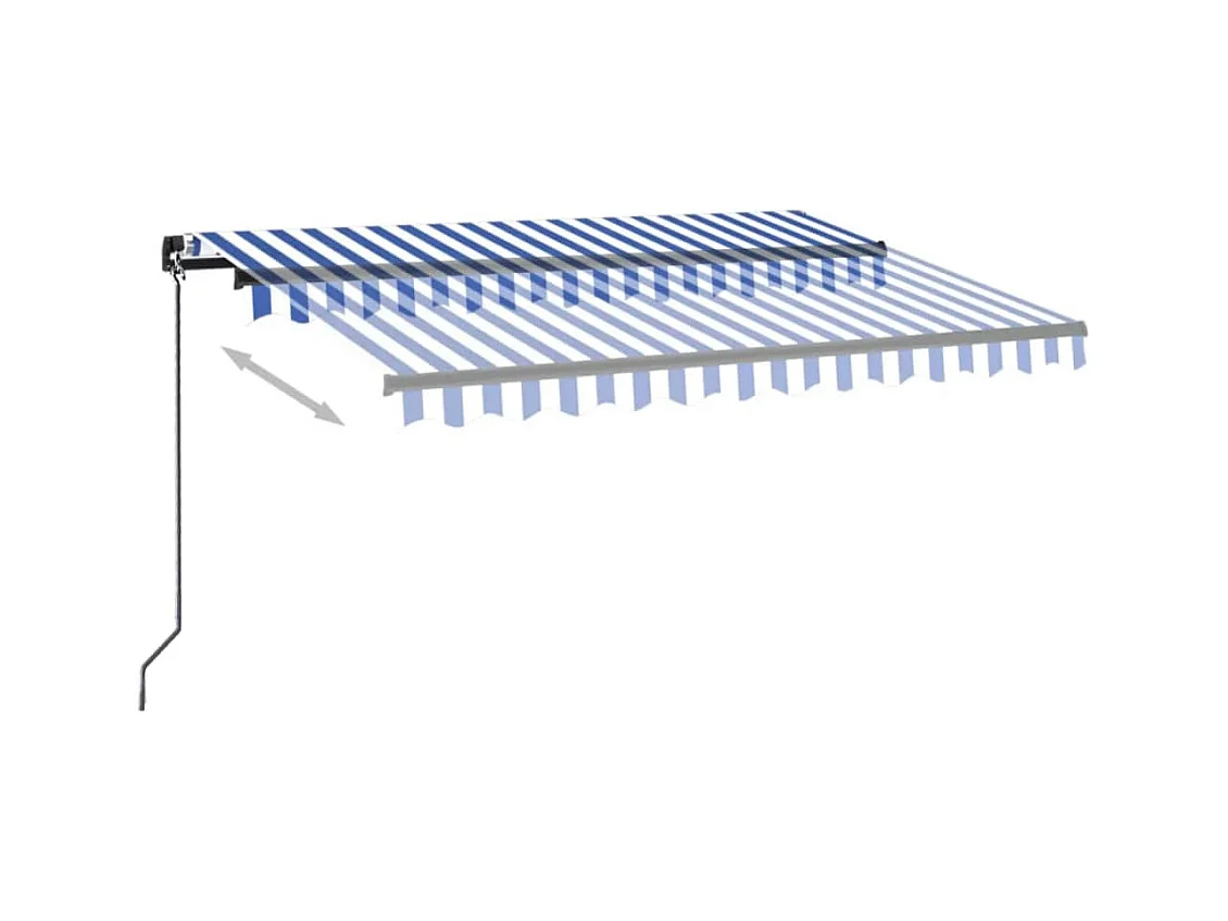 Auvent manuel rétractable avec LED 350x250 cm Bleu et blanc FR28063