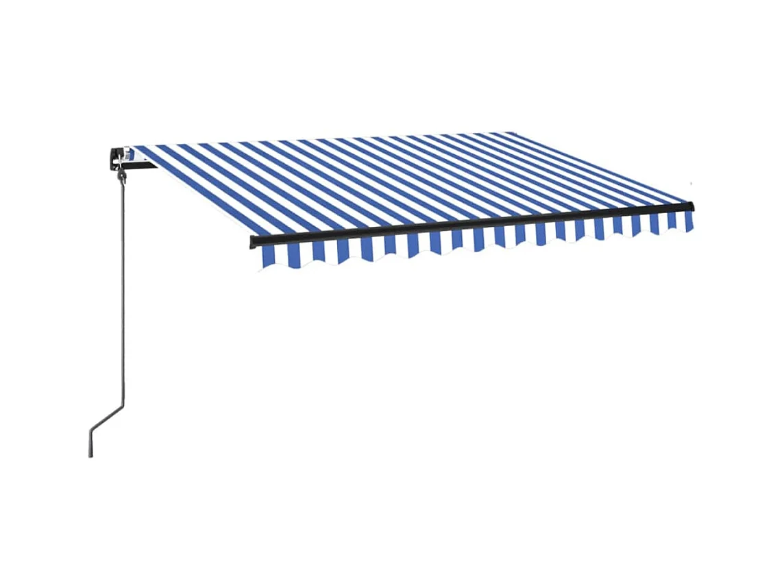 Auvent manuel rétractable avec LED 350x250 cm Bleu et blanc FR28063