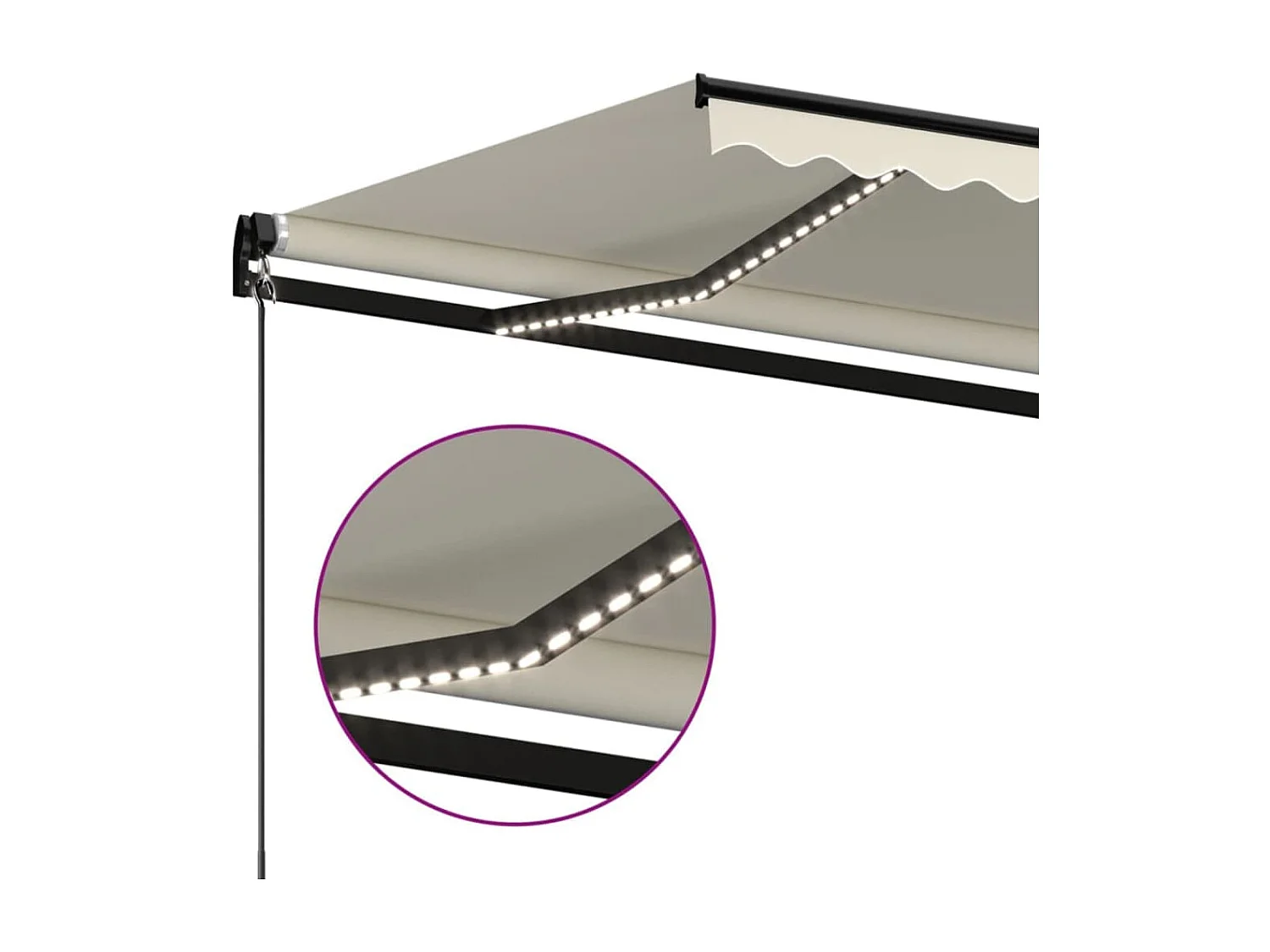 Auvent manuel rétractable avec LED 350x250 cm Crème FR11324