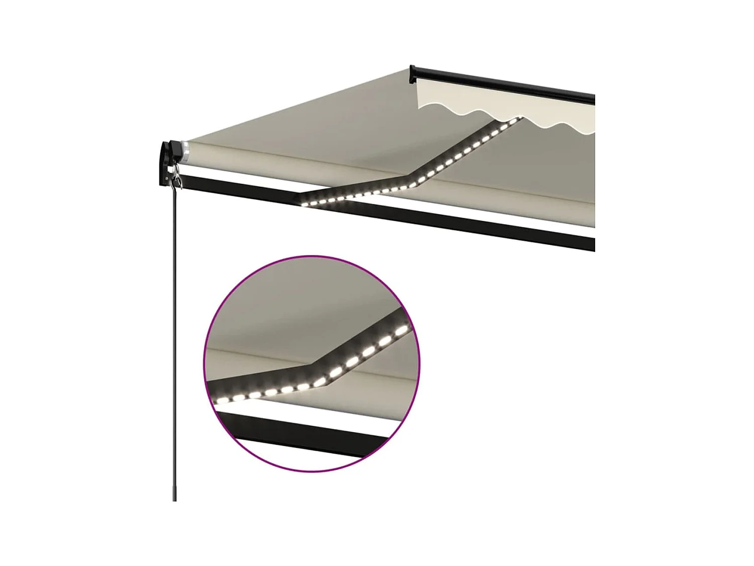Auvent manuel rétractable avec LED 350x250 cm Crème FR11324