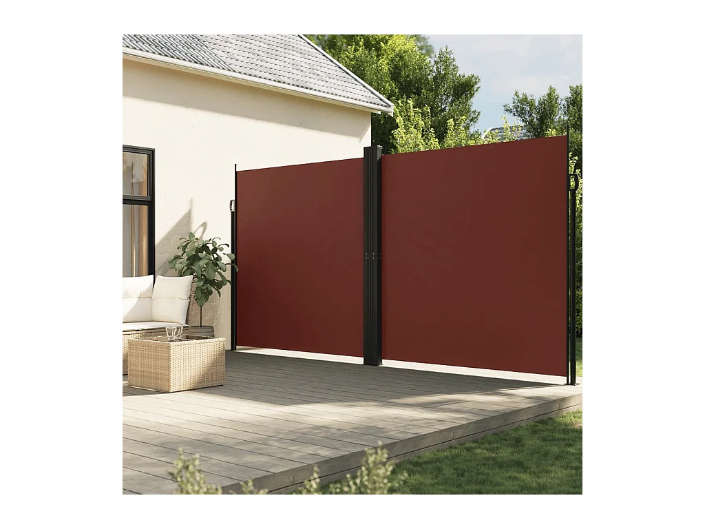Auvent latéral rétractable marron 220x600 cm FR97471