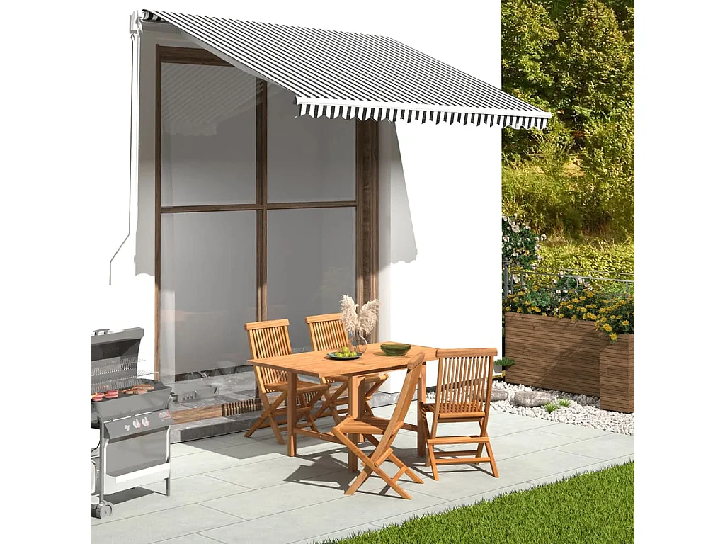 Tissu de remplacement pour auvent Anthracite et blanc 3x2,5 m FR62259