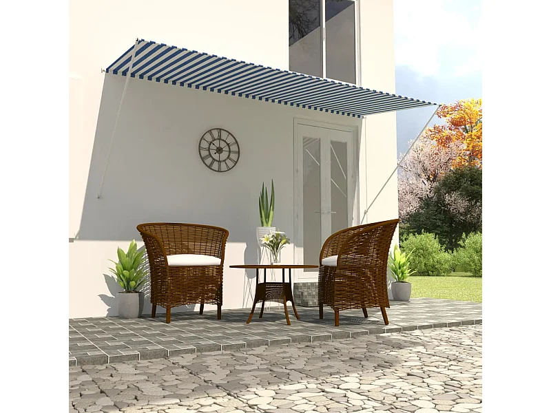Toldo retráctil 300x150 cm azul y blanco ES896879