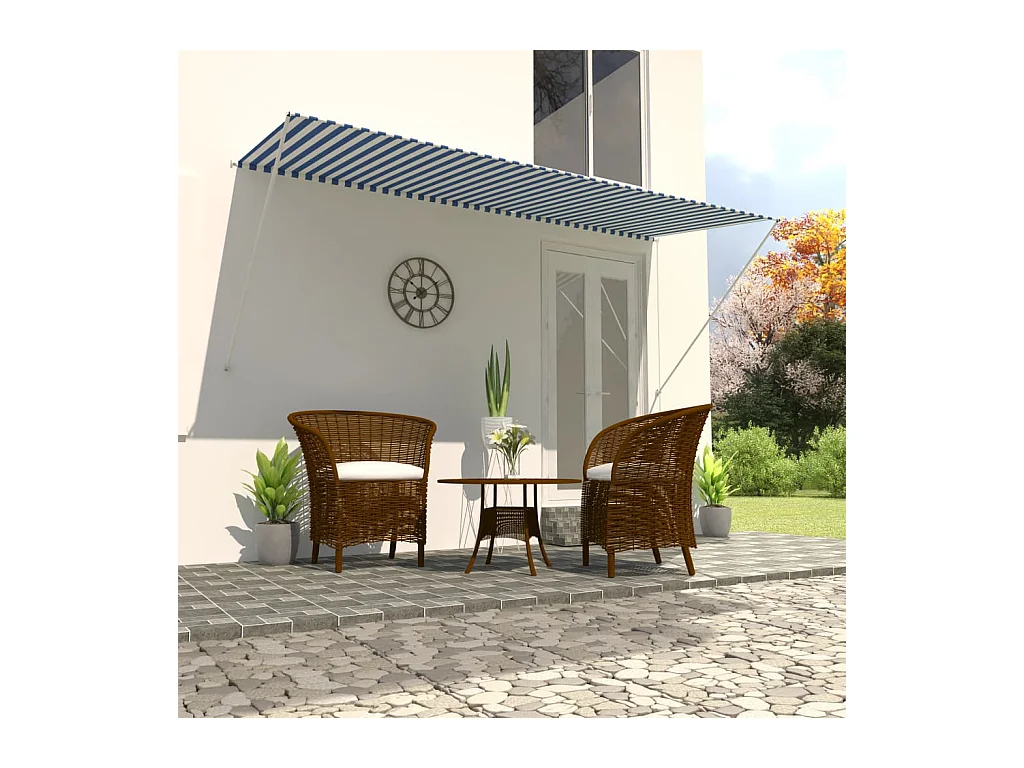 Auvent rétractable 300x150 cm Bleu et blanc FR99568