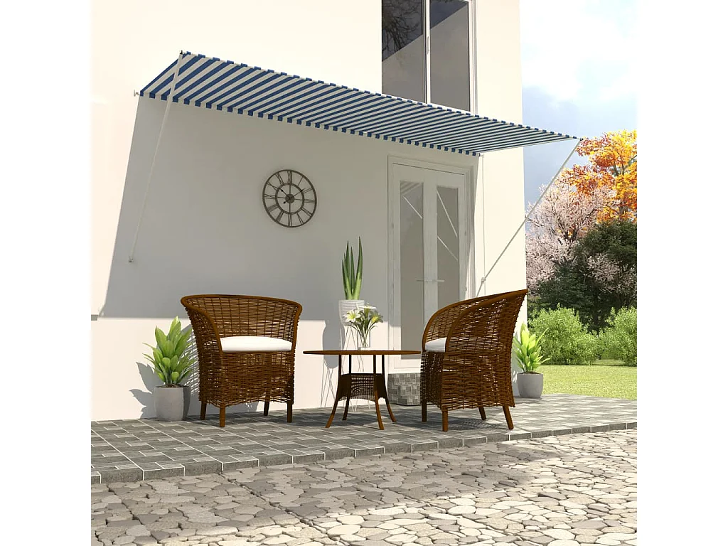 Toldo retráctil 300x150 cm azul y blanco ES896879