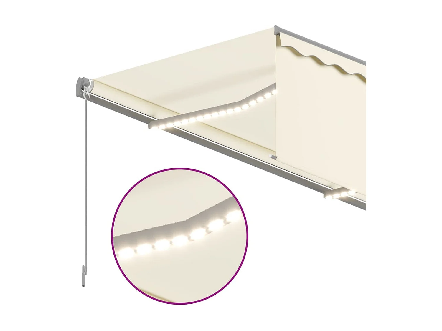 Auvent manuel rétractable avec store et LED 4x3m Crème FR95016