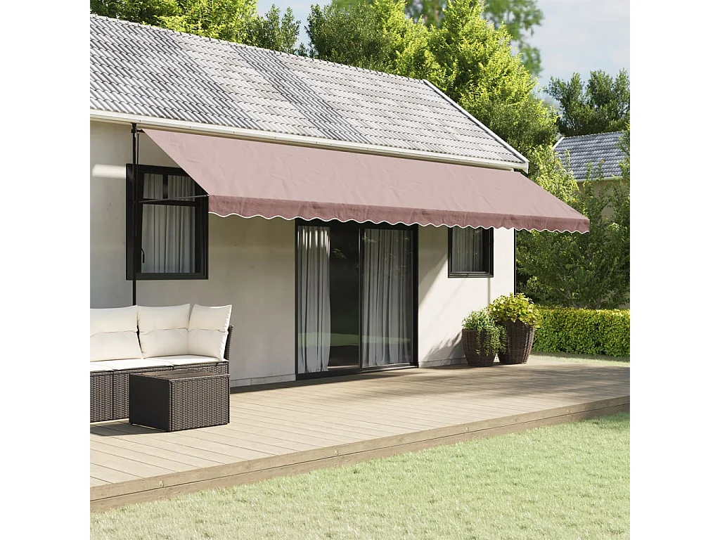 Tela de cenefa de toldo de repuesto rayas marrón 6 m ES337829