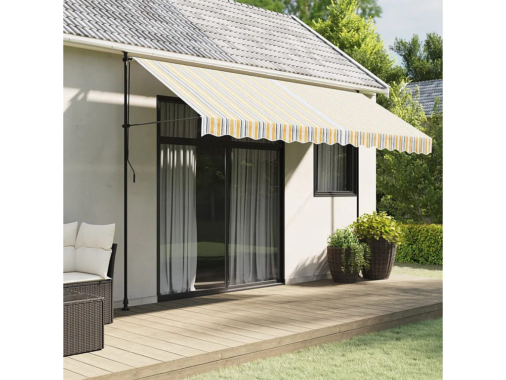 Tissu de remplacement pour auvent rayures multicolores 4x3 m FR16001