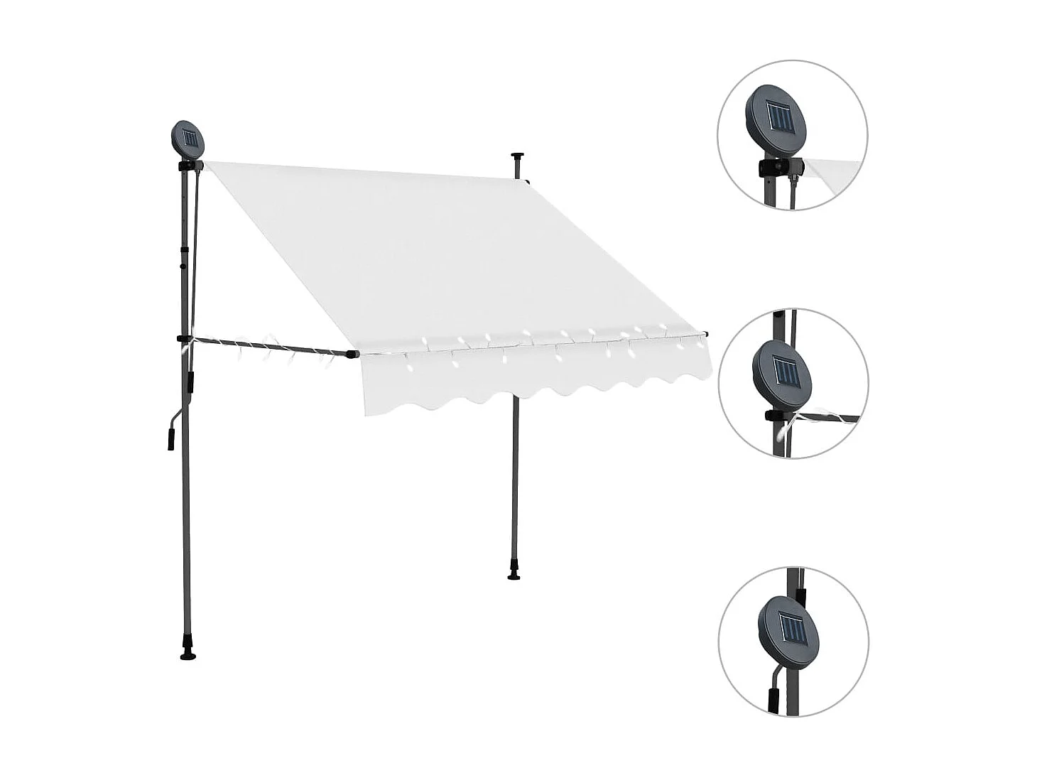 Auvent manuel rétractable avec LED 100 cm Crème FR91330