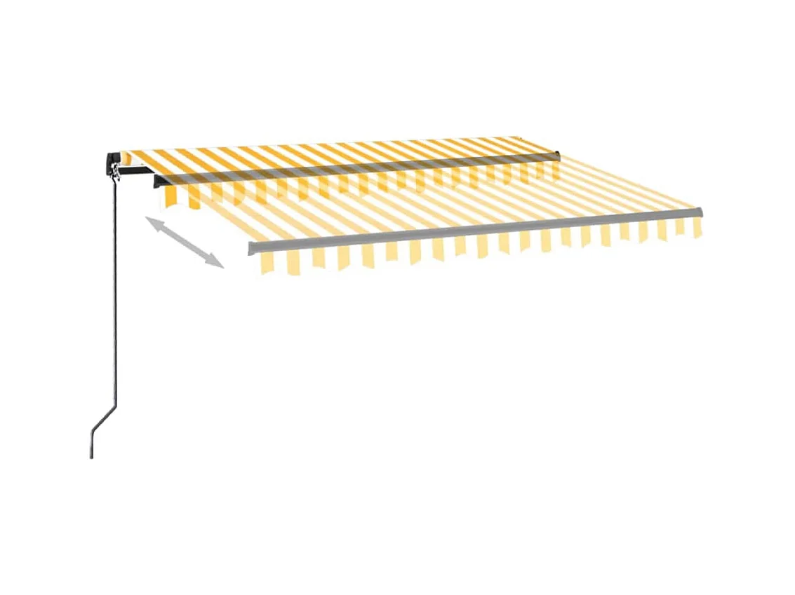 Auvent manuel rétractable avec LED 350x250 cm Jaune et blanc FR81051