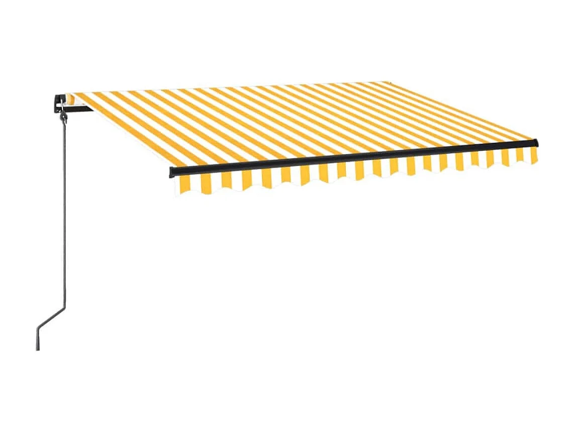Auvent manuel rétractable avec LED 350x250 cm Jaune et blanc FR81051