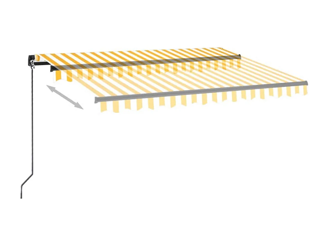 Auvent manuel rétractable avec LED 350x250 cm Jaune et blanc FR81051