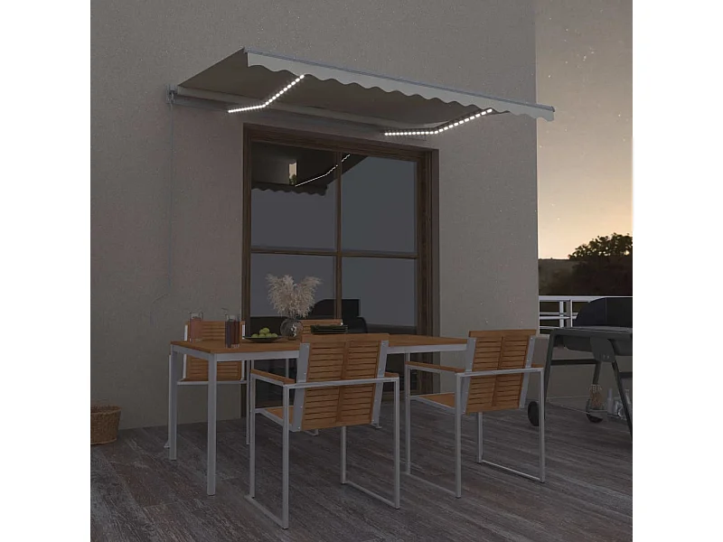 Toldo manual retráctil con LED crema 300x250 cm ES494716
