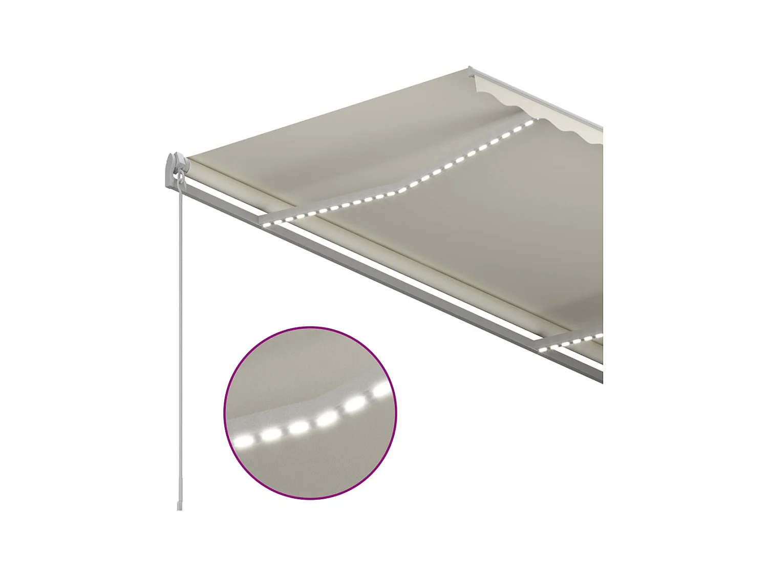 Auvent manuel rétractable avec LED 300x250 cm Crème FR78565