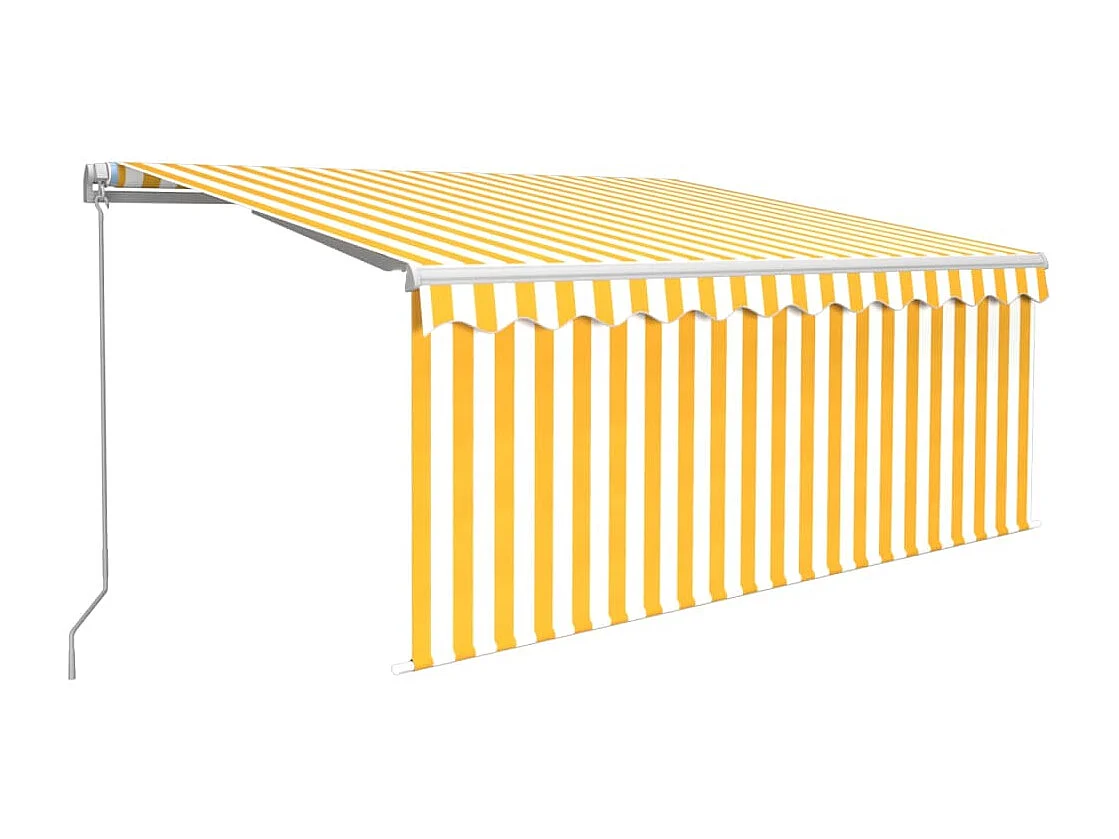 Luifel handmatig uittrekbaar met rolgordijn 3,5x2,5 m geel wit BE181821