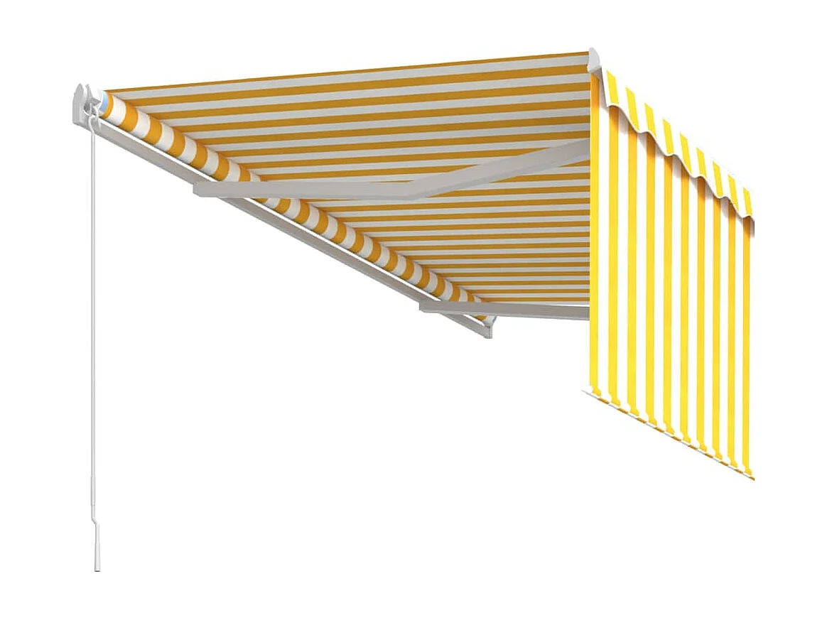Auvent rétractable manuel avec store 3,5x2,5 m Jaune et blanc FR96504