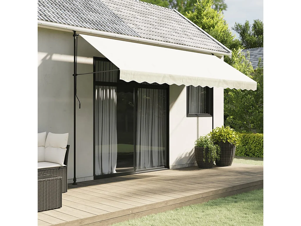 Tela de cenefa de toldo de repuesto rayas crema 4 m ES909945