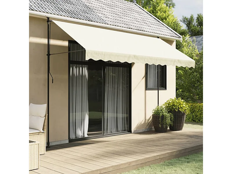 Toldo retráctil de tela y acero crema 350x150 cm ES524979