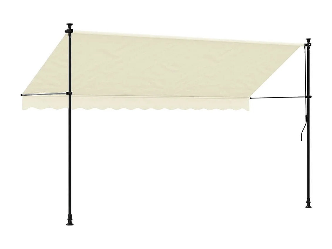 Luifel uittrekbaar 350x150 cm stof en staal crèmekleurig BE257678