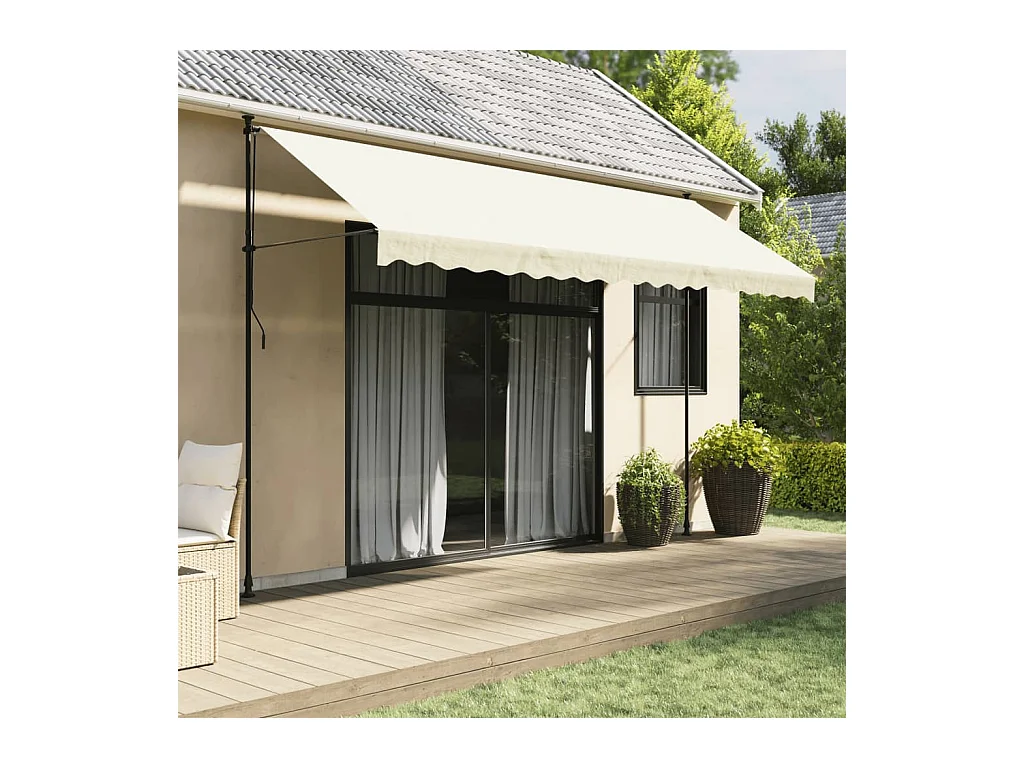Auvent rétractable crème 400x150 m tissu et acier FR84778