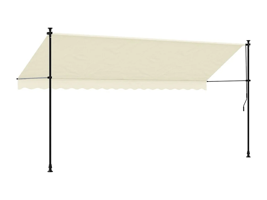 Luifel uittrekbaar 400x150 cm stof en staal crèmekleurig BE636410