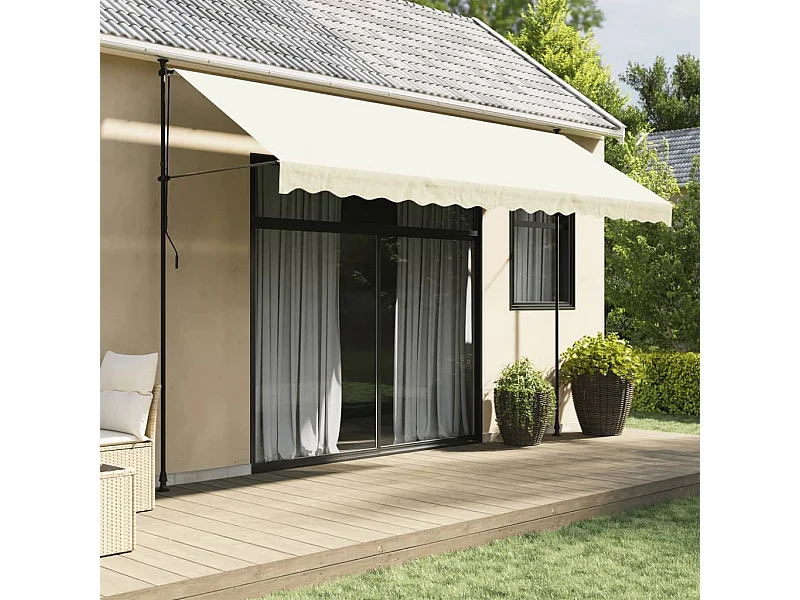 Toldo retráctil de tela y acero crema 400x150 cm ES320239