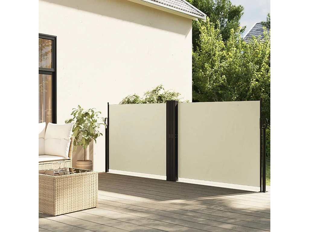 Auvent latéral rétractable crème 140x1000 cm FR18268