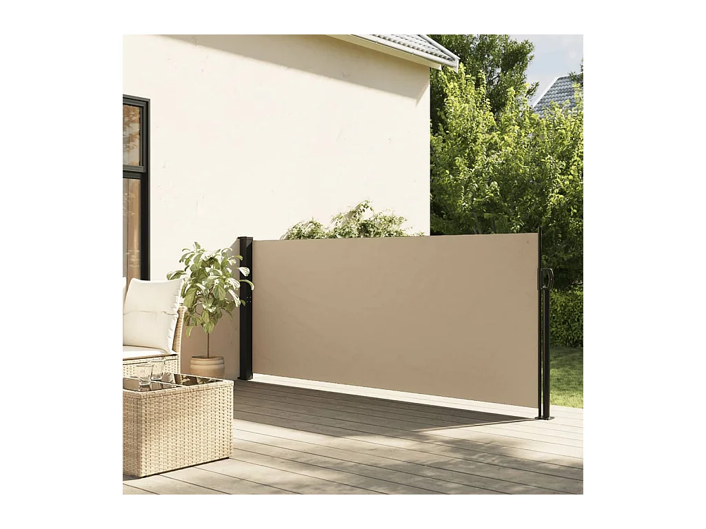 Auvent latéral rétractable beige 120x500 cm FR38136