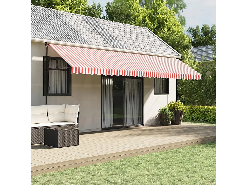 Tissu de remplacement pour auvent rayures rouges et blanches FR67831