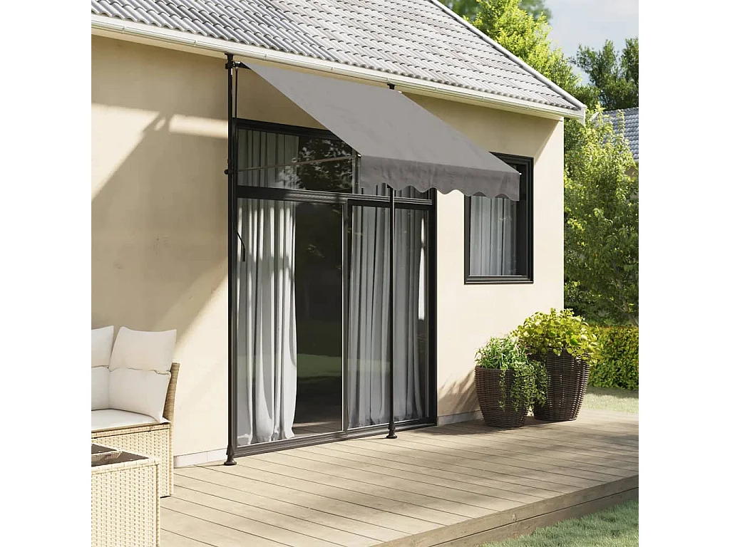 Auvent rétractable anthracite 150x150 m tissu et acier FR47264