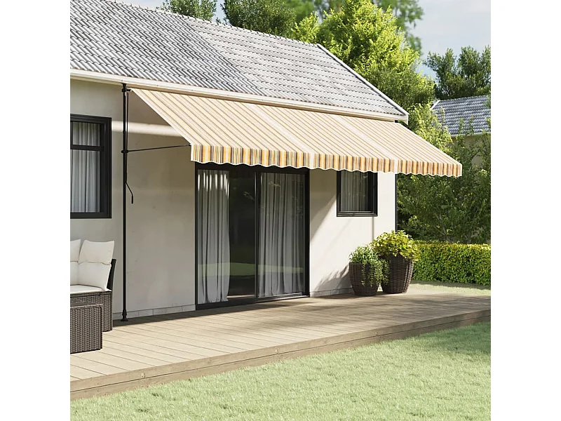 Tissu de remplacement pour auvent rayures multicolores 5x3 m FR18834