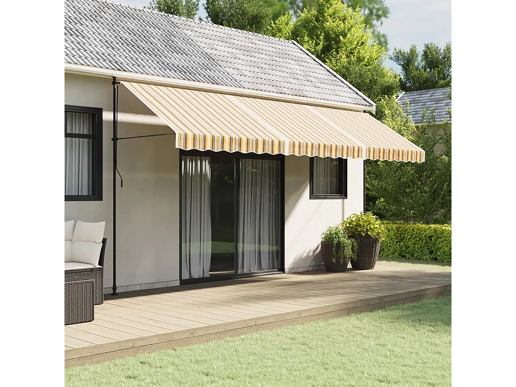 Tissu de remplacement pour auvent rayures multicolores 5x3 m FR18834