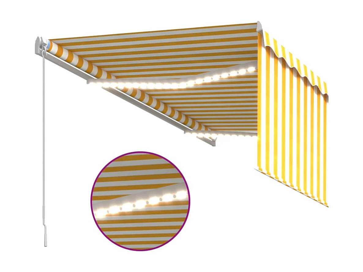 Toldo retráctil manual con persiana LED amarillo/blanco 3x2,5 m ES506260