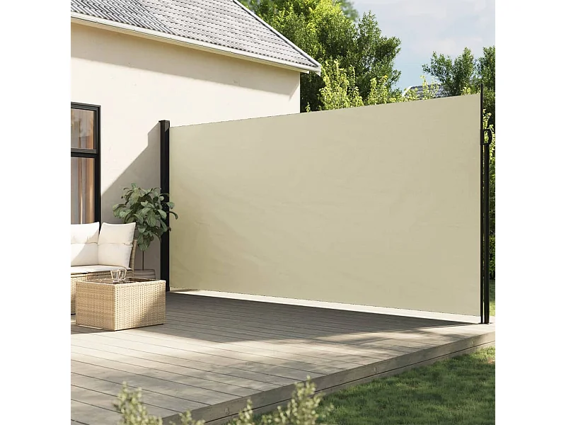 Windscherm uittrekbaar 200x600 cm crèmekleurig BE166422