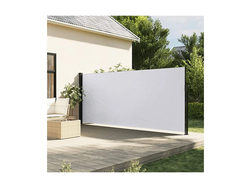 Auvent latéral rétractable blanc 160x600 cm FR99855
