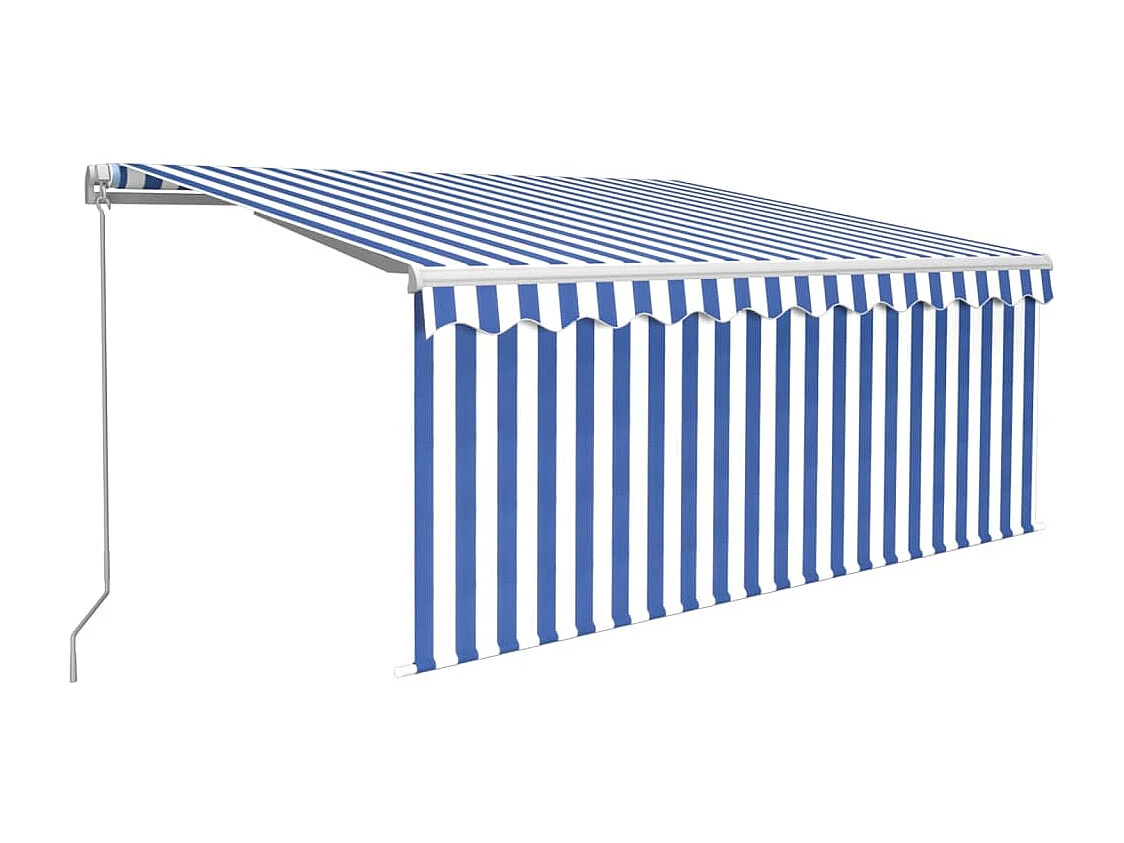 Auvent rétractable manuel avec store 3,5x2,5 m Bleu et blanc FR81593