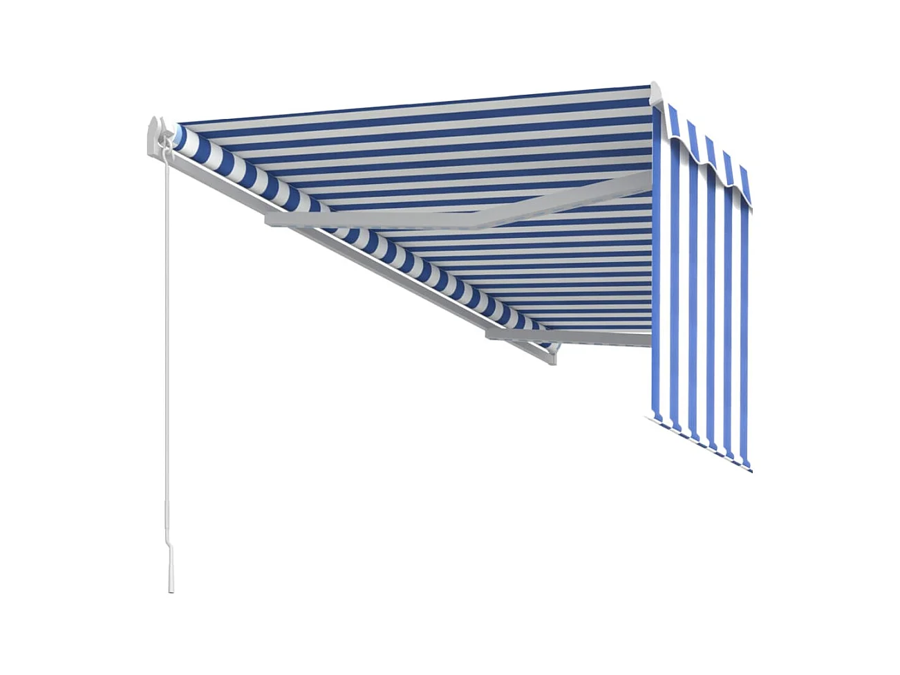 Auvent rétractable manuel avec store 3,5x2,5 m Bleu et blanc FR81593