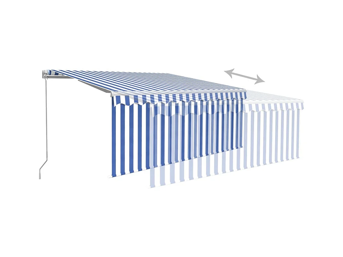 Auvent rétractable manuel avec store 3,5x2,5 m Bleu et blanc FR81593