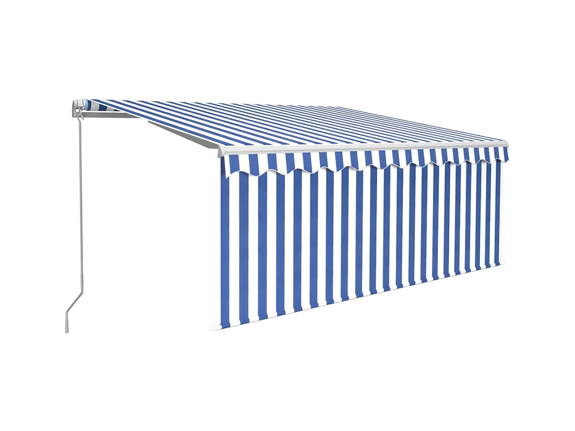 Auvent rétractable manuel avec store 3,5x2,5 m Bleu et blanc FR81593