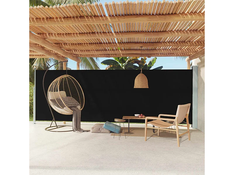 Toldo lateral retráctil de jardín negro 180x600 cm ES602609