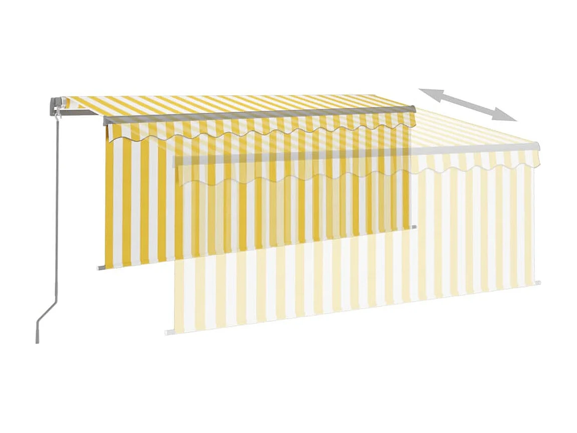 Auvent manuel rétractable avec store 3x2,5 m Jaune et blanc FR56361