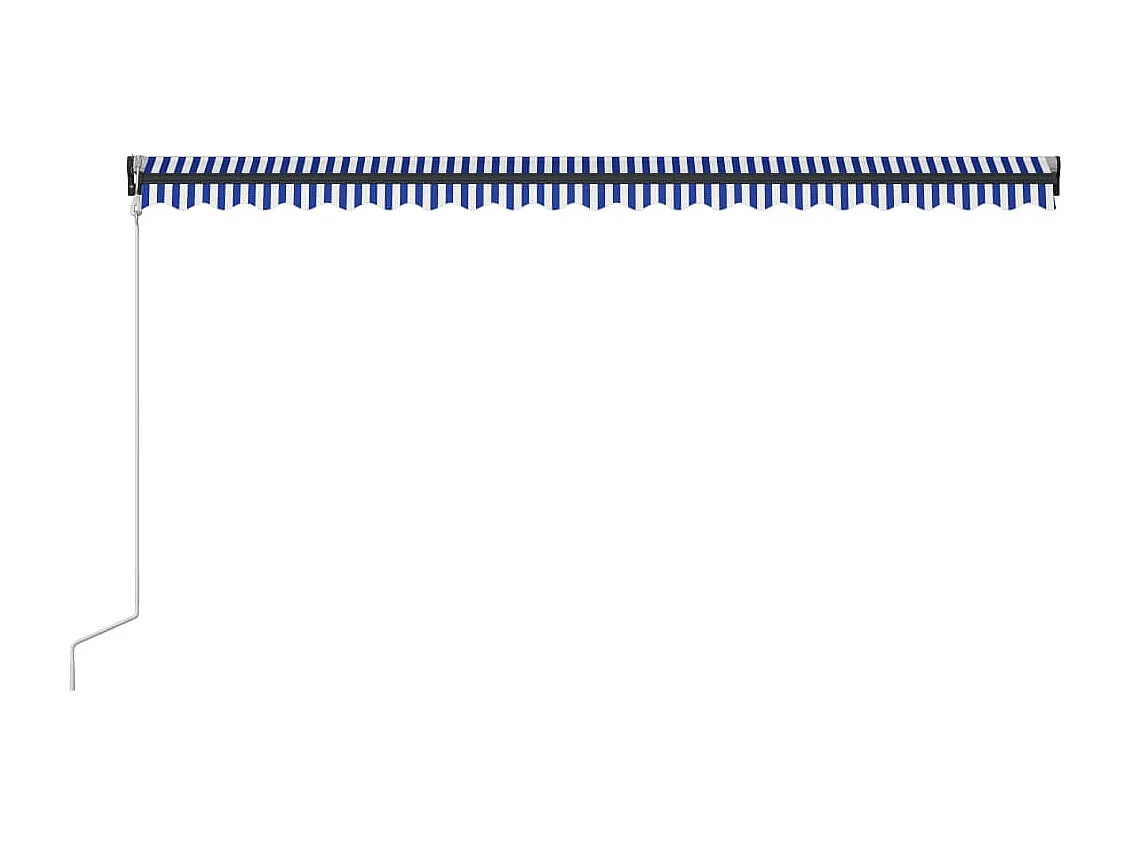 Auvent avec capteur de vent et LED 500x300 cm Bleu et blanc FR29290