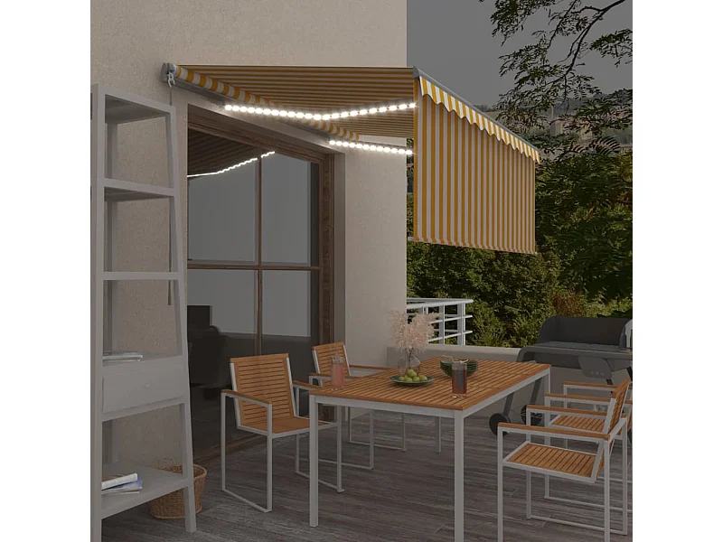 Luifel handmatig uittrekbaar rolgordijn LED 3,5x2,5 m geel wit BE692000