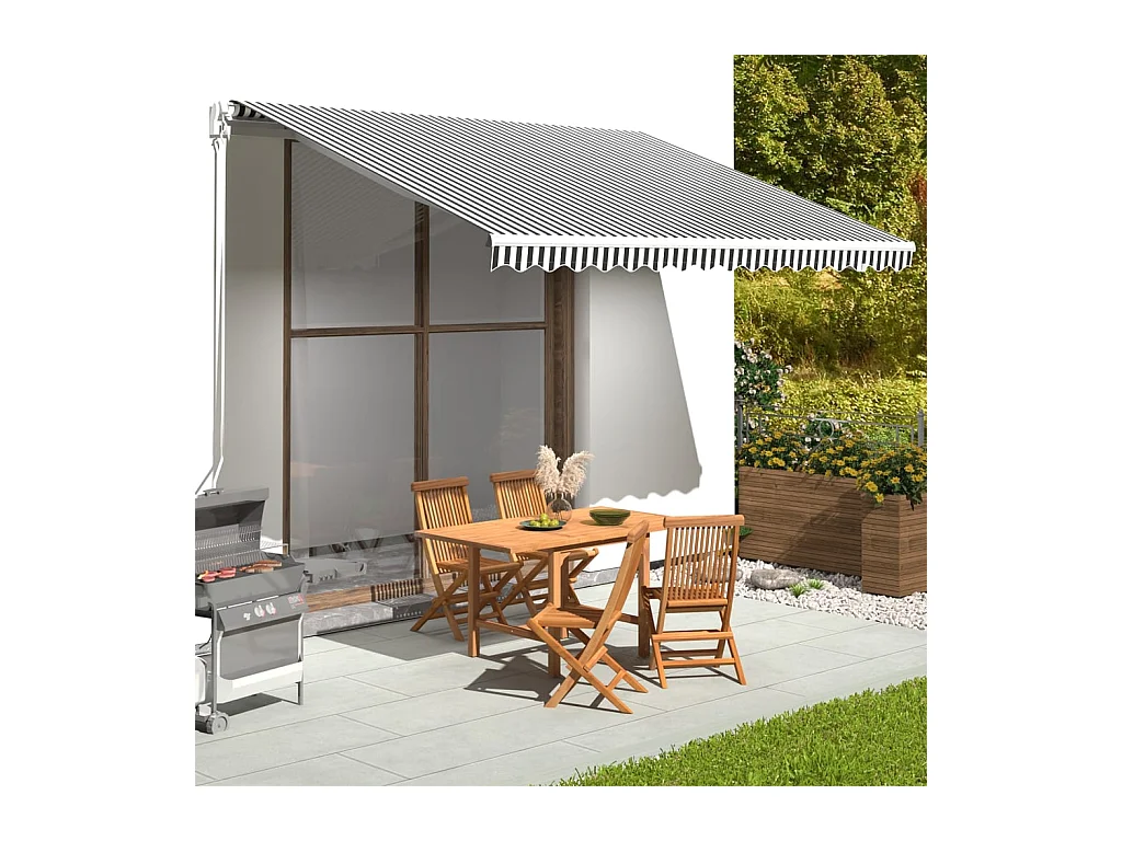 Tissu de remplacement pour auvent Anthracite et blanc 4x3,5 m FR90092