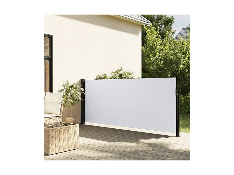 Auvent latéral rétractable blanc 120x600 cm FR92187